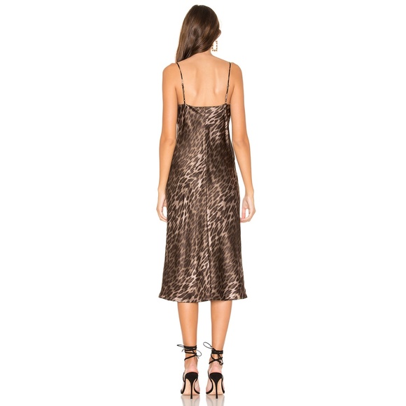 l'agence • jodie sauvage leopard animal print brown silk bias cut slip dress - Picture 4 of 10